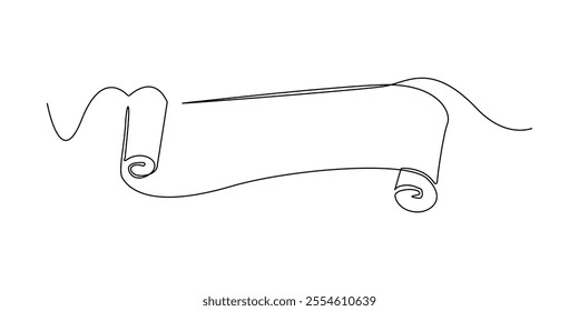 continuous line drawing of banner scroll.one line drawing of ancient scroll banner.single line vector illustration.isolated white background