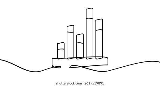 continuous line drawing bar chart symbol. abstract line art illustration