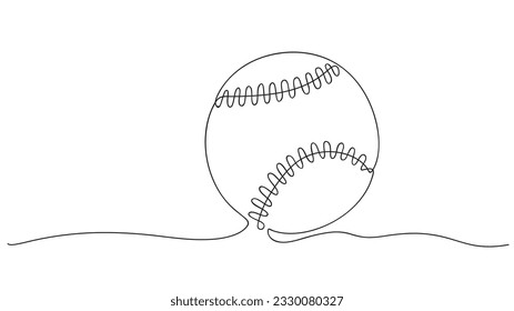 Continuous line drawing of baseball ball one line art. Vector