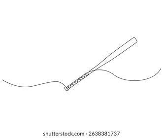 Continuous line drawing of baseball bat. Single line illustration of baseball bat. Baseball toll concept. Editable outline