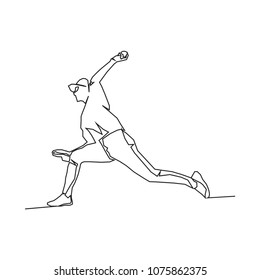 continuous line drawing of Baseball players sports concept vector health illustrations