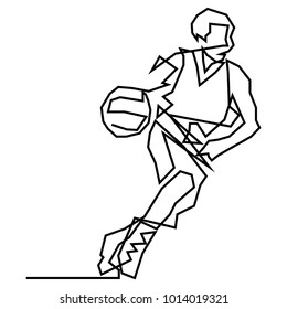 continuous line drawing of a basketball player vector illustration.