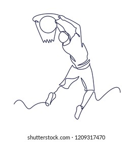 Continuous Line Drawing of Basketball Player. One line art vector illustration.