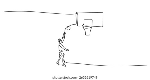 Continuous line drawing of a basketball player with a ball. Sports and game vector illustration. Active outdoor activity concept.