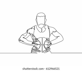 Continuous Line Drawing of Basketball Player
