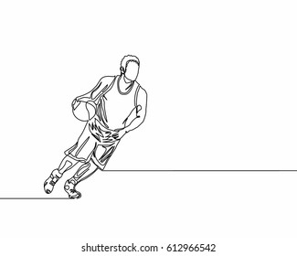 Continuous Line Drawing of Basketball Player
