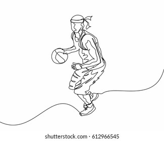 Continuous Line Drawing of Basketball Player
