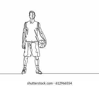 Continuous Line Drawing of Basketball Player
