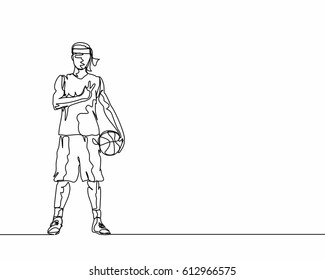  Continuous Line Drawing of Basketball Player
