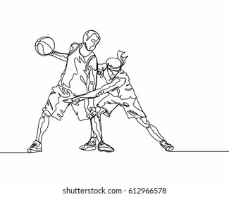 Continuous Line Drawing of Basketball Player
