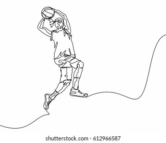 Continuous Line Drawing of Basketball Player
