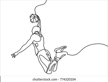 Continuous Line Drawing of Basketball Player