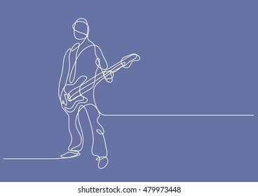 Continuous Line Drawing Sitting Guitarist Playing: Vector có sẵn (miễn