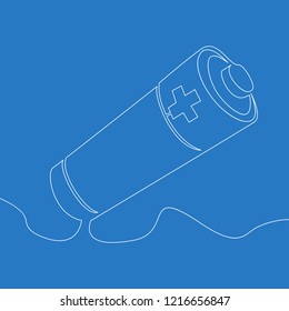 Continuous line drawing Battery vector illustration concept