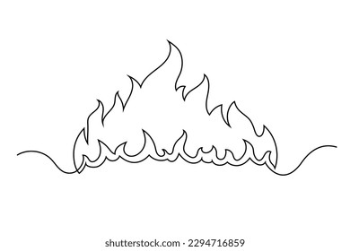 Continuous line drawing bbq fire isolated on white background. BBQ concept. Vector illustration