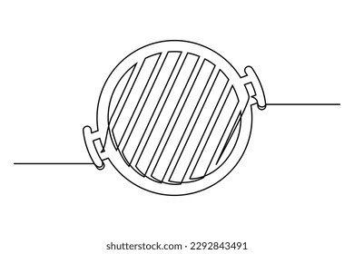 Continuous line drawing bbq grill isolated on white background. BBQ concept. Vector illustration