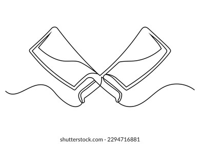 Cuchillos bbq de dibujo de línea continua aislados sobre fondo blanco. Concepto de barbacoa. Ilustración del vector