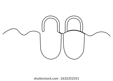 Continuous line drawing beach slippers icon minimalist style