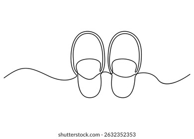 Línea continua de dibujo de zapatillas de playa icono de estilo minimalista