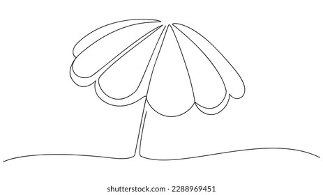 Continuous line drawing of beach umbrella. Summer vacation concept. Vector illustration