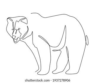 continuous line drawing of a bear close-up, for printing T-shirts, logo, brochures, advertising, neon lighting