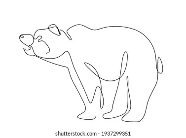 continuous line drawing of a bear close-up, for printing T-shirts, logo, brochures, advertising, neon lighting