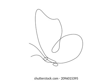 Continuous line drawing of beautiful butterfly. Single one line art of flying abstract butterfly for salon or spa business. Vector illustration