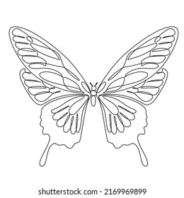 Continuous line drawing of beautiful butterfly. Single one line art of flying abstract butterfly for salon or spa business. Vector illustration