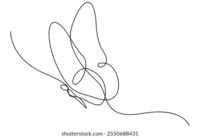 Kontinuierliche Linienzeichnung von schönen Schmetterling. Einzeilige Kunst des fliegenden abstrakten Schmetterlings für Salon- oder Spa-Geschäft