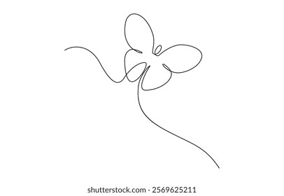 Continuous line drawing of beautiful butterfly. Single one line art of flying abstract butterfly, Continuous one line butterfly outline vector isolated on white background.