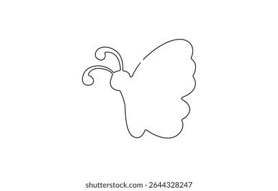Continuous line drawing of beautiful butterfly. Single one line art of flying, Butterfly continuous one line drawing. Flying moth. Flying animal concept vector illustration.