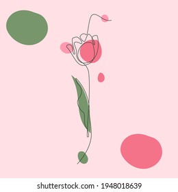 Dibujo continuo de una hermosa ilustración floral