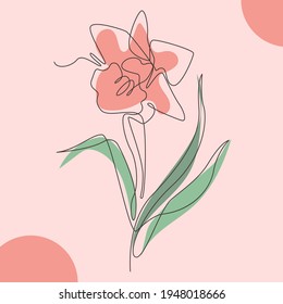 Dibujo continuo de una hermosa ilustración floral