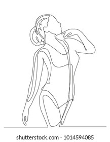 Continuous line drawing. Beautiful girl in a swimsuit. Fashion. Vector illustration
