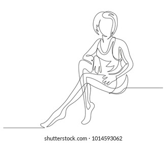 Continuous line drawing. Beautiful modern girl. Fashion. Vector illustration