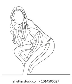 Continuous line drawing. Beautiful modern girl. Fashion. Vector illustration