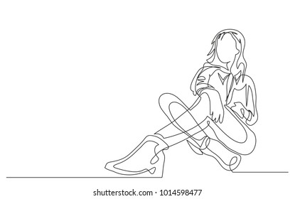 Continuous line drawing. Beautiful modern girl. Fashion. Vector illustration