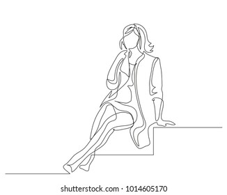 Continuous line drawing. Beautiful modern girl. Fashion. Vector illustration