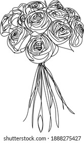 Dibujo continuo de un hermoso ramo de rosas. Diseño minimalista. Ilustración vectorial.