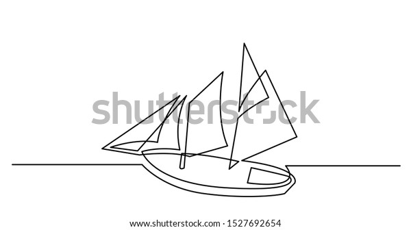 Continuous Line Drawing Beautiful Tall Ship Stock Vector Royalty Free 1527692654