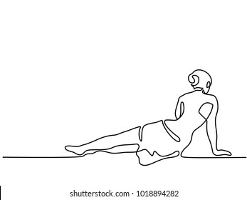 Continuous line drawing. Beautiful woman woman lying on her side. Vector illustration