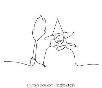 continuous line drawing of a beautiful woman witch Halloween.
linear style and Hand drawn Vector illustrations,
character design outline collection,
cartoon doodle style.