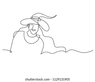 continuous line drawing of a beautiful woman witch Halloween.
linear style and Hand drawn Vector illustrations,
character design outline collection,
cartoon doodle style.
