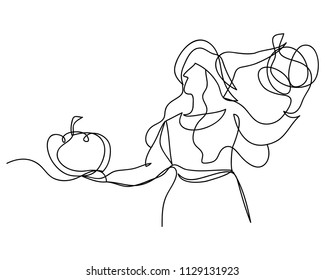 continuous line drawing of a beautiful woman witch Halloween.
linear style and Hand drawn Vector illustrations,
character design outline collection,
cartoon doodle style.