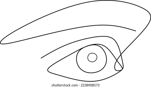 Continuous line drawing. Beautiful Woman s eye. Black and white isolated outline vector illustration. Concept for logo