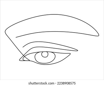 Continuous line drawing. Beautiful Woman s eye. Black and white isolated outline vector illustration. Concept for logo