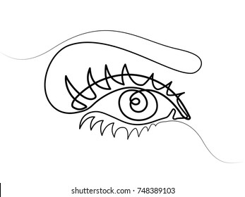 Continuous line drawing. Beautiful Woman s eye. Black and white isolated outline vector illustration. Concept for logo, card, banner, poster, flyer