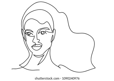 Continuous Line Drawing Beautiful Women Vector Stock Vector (Royalty ...