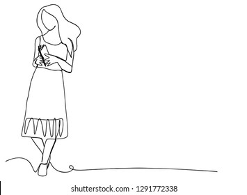 continuous line drawing of beautiful women reading books vector illustration Stripes, simple, cute