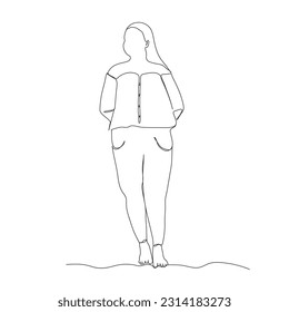 Continuous line drawing beautiful women. girl line art vector. beautiful women standing Continuous line drawing